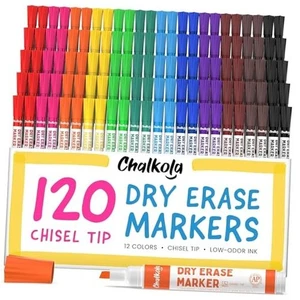  Bulk Dry Erase Markers for Classroom (12 Vibrant Chisel Tip 12 Colors 120 Pack - Picture 1 of 8