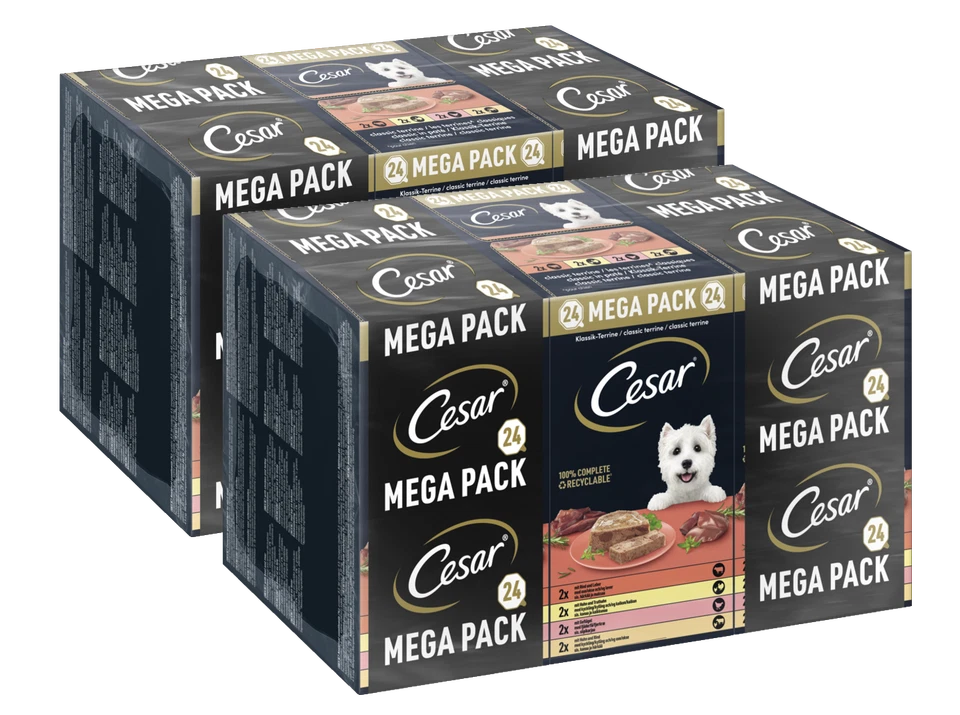 48x150g Cesar Hundefutter Nassfutter Klassik-Terrine Schale 4 Varietäten Mix - Bild 1 von 1