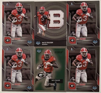 Lote de tarjetas de novato Nate Frazier 2025 Bowman cromadas U (6) inserto con letras 1er #80 Foto 1 de 2