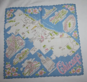 Vintage Taschentuch CHICAGO City Design - Bild 1 von 5