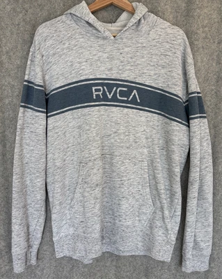 Men's RVCA Gray Driftin Out Hooded Size L Pocket Cotton Sweatshirt Surf Skate - Image 1 of 4