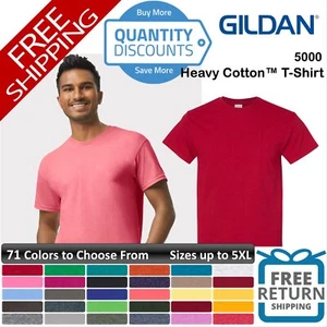 Gildan Men Heavy Cotton & Blends T-Shirt Classic Short Sleeve Up To 5XL 5000b - Picture 1 of 113