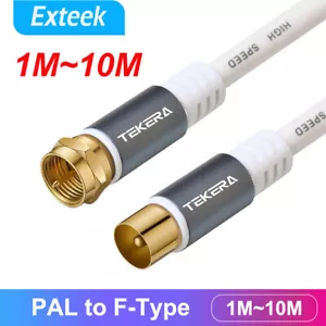 Gold TV Antenna Cable PAL Male to F-Type Male Flylead Aerial Cord Coax Lead AU - Picture 1 of 14