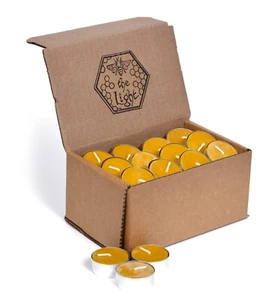 100% Pure Beeswax Tea Light Candles, 4 Hours Each, Unscented, Packs of 24 or 48 - Picture 1 of 10