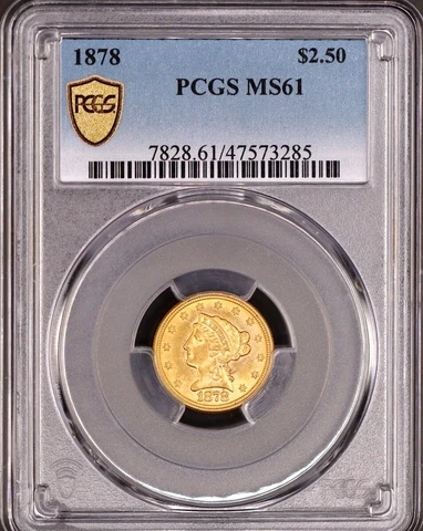 1878 $2.5 Gold Liberty Quarter Eagle PCGS MS61 Cover