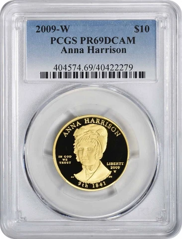 2009-W Anna Harrison First Spouse $10 Gold PR69DCAM PCGS Cover