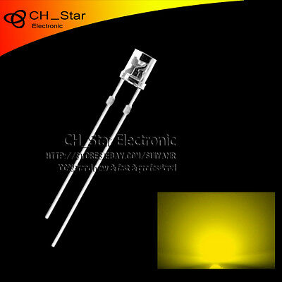 100PCS 5mm Flat Top LED Diodes Water Clear Transparent Yellow Light Wide Angle • 3.51€