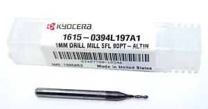 1,00 mm (0394") HARTMETALL 2 FLUTENBOHRERMÜHLE 90° PUNKT KYOCERA 1615-0394L197A1 - Bild 1 von 3