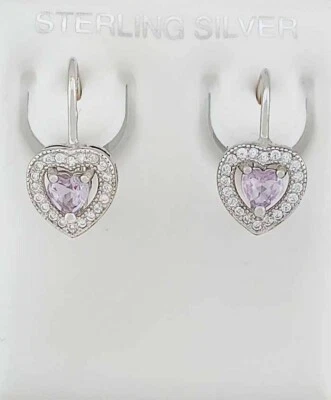 LAB CREATED  1.04 Cts ALEXANDRITE & WHITE SAPPHIRE STUD EARRINGS .925 SILVER - Image 1 of 4