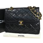 CHANEL PARIS CC Mini Matelasse Chain Shoulder Bag Leather Black Vintage 363RH538