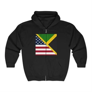 Bandera Jamaica Americana | Jamaica Estados Unidos Cremallera Sudadera con Capucha | Sudadera con Capucha - Imagen 1 de 3