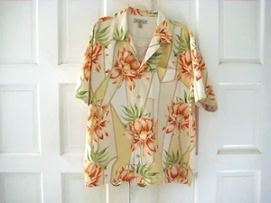 Tommy Bahama 100% Silk Hawaiian Floral Button Down Shirt Size XL * Vintage * - Picture 1 of 5
