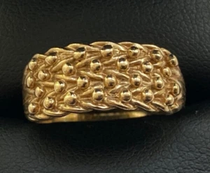 Anillo estilo guardián calado oro 9 quilates vintage talla O totalmente sellado - Imagen 1 de 5
