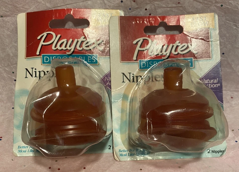 2 Packs PLAYTEX OLDER BABY LATEX FAST FLOW FLAT TOP NIPPLES DISCONTINUED HTF 🍼 - Image 1 of 3