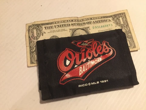 Vintage Baltimore Orioles Hook N Loop Wallet MLB Billfold MLB Cover