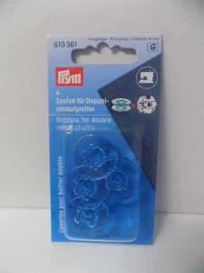 4 BOBINE PER DOPPIA NAVETTA ROTANTE IN PLASTIC PER MACCHINA DA CUCIRE MARCA PRYM - Foto 1 di 1