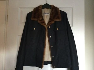 Gerry Webber Ladies size 10 blue denim look +faux fur jacket. Lined. - Picture 1 of 5
