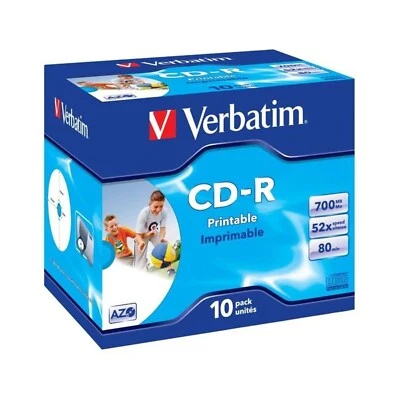 CD-R VERBATIM PRINTABLE JEWELL CASE 10 UNIDADES