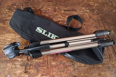 Suporte tripé profissional SLIK U 9000 com bolsa câmera Apple Samsung montagem como está - Imagem 1 de 3