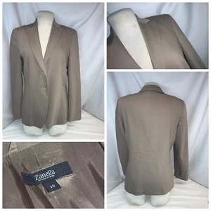Zanella Blazer Jacket Sz 10 Tan Wool Stretch 2B Italy EUC YGI J0-111 - Picture 1 of 12