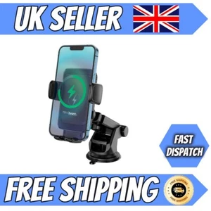 Wireless Fast Charge Car Phone Holder Universal Windscreen Dashboard Air Vent UK - Picture 1 of 9