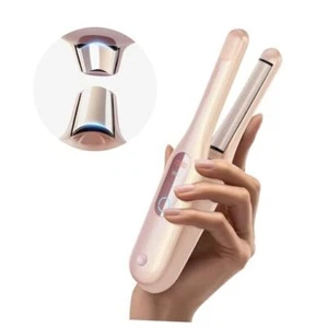 Flat Iron Curling Iron - Cordless Mini Hair Straightener and Curler 2 in 1 - Picture 1 of 7