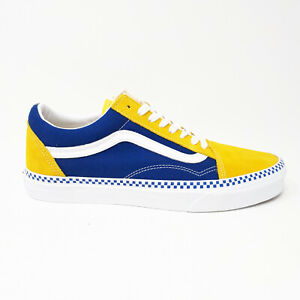 blue and gold checkered vans