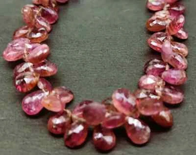 Piedra facetada Rondelle de 11"" de pera turmalina rosa de 5 hilos tamaño 8,4x5,4x3,9 mm Foto 1 de 4