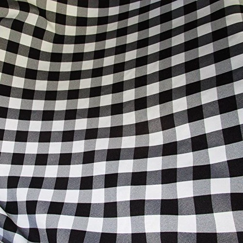 5 YARDS - BLACK/WHITE 60" Wide Poly Poplin Checkered Gingham Fabric tablecloth - Image 1 of 1