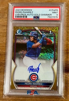 Pedro Ramirez PSA 9 2023 Bowman Chrome GOLD Shimmer Auto 49/50 Cubs - Image 1 of 2