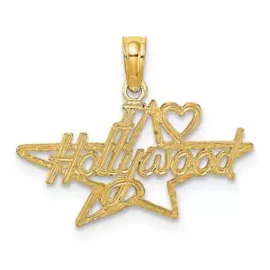 14K Gold I HEART HOLLYWOOD Star Charm 0.9 x 0.7 in - Picture 1 of 3