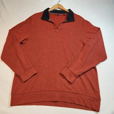 Camisa Top Izod Para Hombres Talla Grande 1/4 Cremallera Pullover Naranja/Azul Cuello Manga Larga Foto 1 de 4