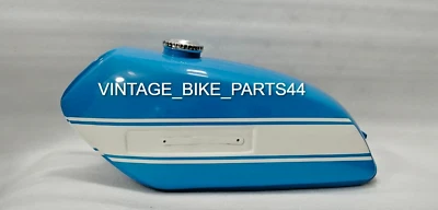 Suzuki TS125cc 1972 - 1974 Steel Blue Painted Fuel Petrol Tank with Cap - Image 1 of 4