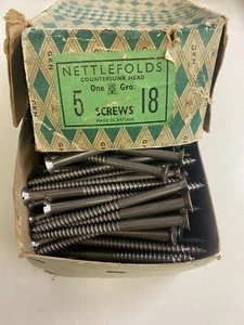 Box Steel Countersunk Screws 5" x 18 Nettlefolds GKN Slotted Head Box of 144 - Picture 1 of 24