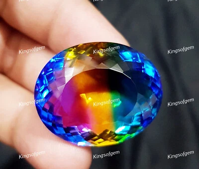 85 Ct Doublet Glass Stone Multi Color Tourmaline Oval Cut Stone Loose Gemstone - Image 1 of 4