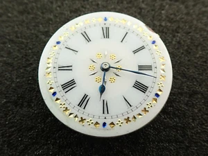 VINTAGE 31MM FANCY DIAL SWISS PIN SET POCKET WATCH MOVEMENT - RUNNING - Picture 1 of 3
