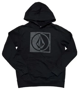 VOLCOM Size L Black Hoodie Roundabout Pullover Logo Sweatshirt Boys - Picture 1 of 4