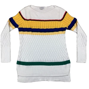 Liz Claiborne Sweater Women XL Cable Knit Tunic Style Colorblock Stripe Pullover - Picture 1 of 8
