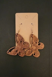 Jewelry Earrings Wooden Butterfly Dangle Bohemian Women Teen Stocking Stuffer - Picture 1 of 4