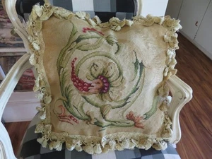 Gorgeous Art Deco Aubusson Needlepoint Pillow w Petit Point Pillow Cover NWOT #2 - Picture 1 of 22