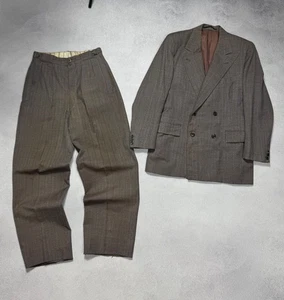 Antique Gentlemen 1920/30s Men's Vintage Double Breasted Suit Set Blazer/Pants - Picture 1 of 24