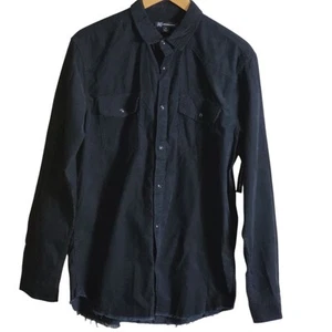 INC International Concepts Mens Corduroy Black Snap Button Long Sleeve Shirt M - Picture 1 of 13