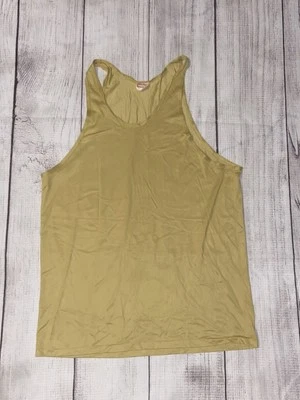 Vintage 1970s ManKnit 100% Nylon Tank Top Gold/Yellow Size L - Image 1 of 4