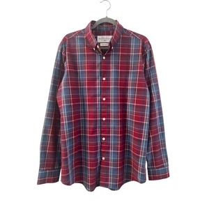 Camisa de vestir Mizzen+Main para hombre grande roja azul a cuadros con botones hecha en Estados Unidos - Imagen 1 de 9