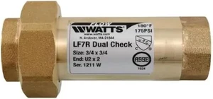 Watts LF7R 3/4" FNPT Dual Check Valve 0072204 Backflow Preventer Lead Free OPEN - Picture 1 of 7