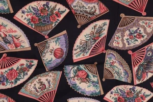 40"L x 44"W Cranston Fabric Fan Shapes with Scenes Flowers Balloons Music - Picture 1 of 10