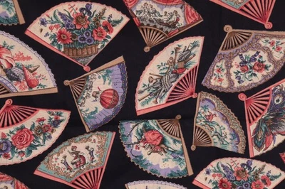 40"L x 44"W Cranston Fabric Fan Shapes with Scenes Flowers Balloons Music - Image 1 of 4