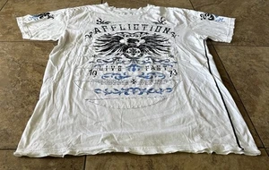 Vintage Affliction T Shirt Tee Medium White Live Fast Eagle 2XL - Picture 1 of 11
