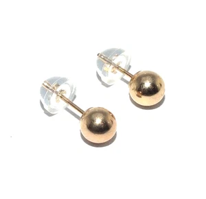 Ladies/womens 9ct yellow gold classic ball shaped stud earrings - Picture 1 of 6