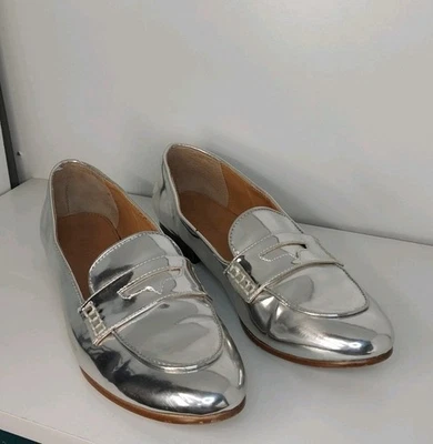 J. Mocasines Crew Winona Penny con suela en cuero metálico talla 8,5 Foto 1 de 4